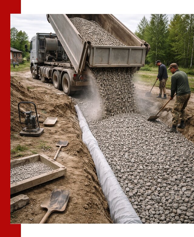 Гравий для дренажа с доставкой в Сарапуле качественный и недорогой