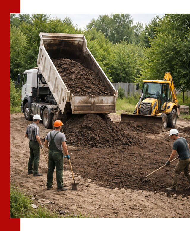 Доставка и укладка грунта для выравнивания участка в Сарапуле