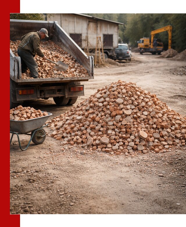 Доставка и подушка из боя кирпича с разгрузкой в Сарапуле