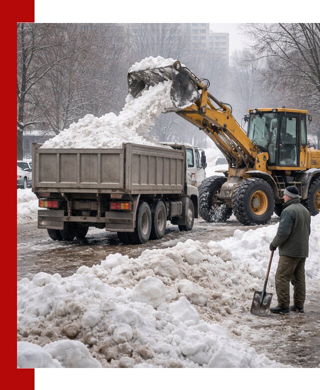 Вывоз снега грузовой техникой в Сарапуле оперативно и чисто